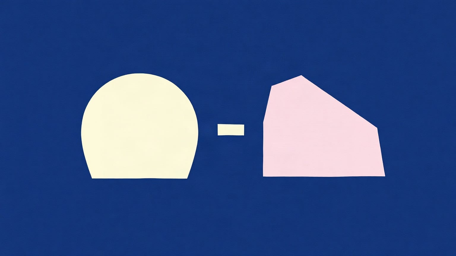 Four small paper instrument shapes of different outlines, each joined by a single identical connector to one central band