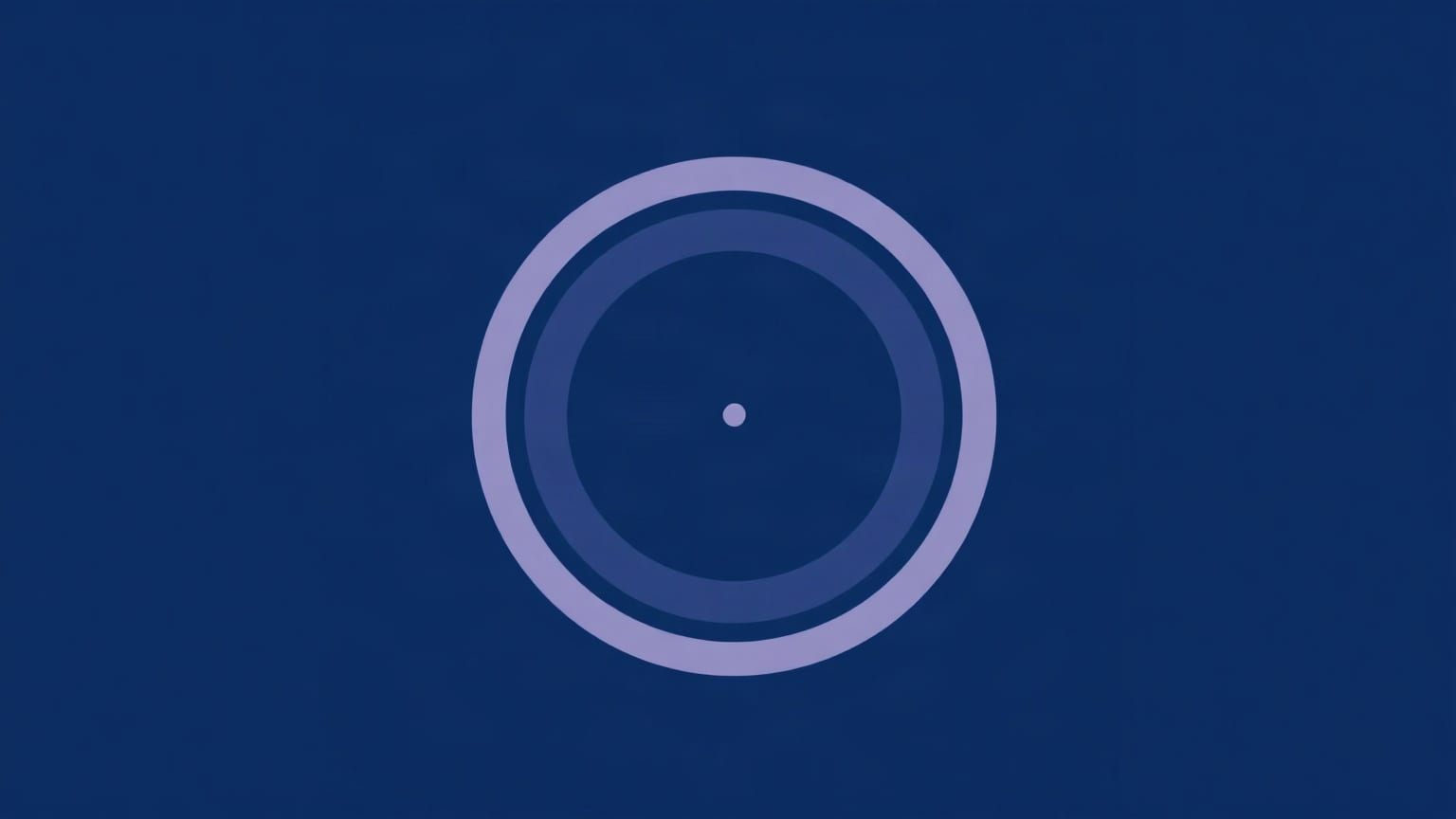 Five pale concentric rings spreading outward from a single dot on deep indigo